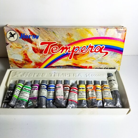 Horse 14 colors Tempera Paint Set. Manufacturer sealed, Extra large white tube - Picture 1 of 8